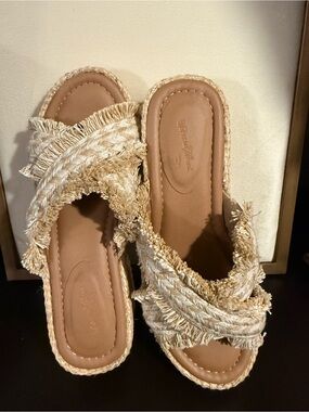 Lucky Brand Neutral Tan Espadrille Slide